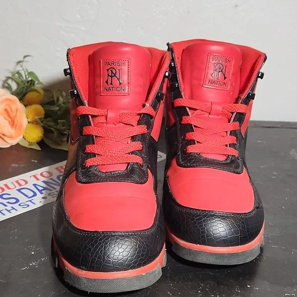 PARISH NATION Red Black Sneaker Boot 9.5 - Picture 8 of 13